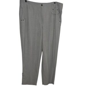 Jamie Sadock Grey Linen Tapered Leg Golf Pants Women Size 18